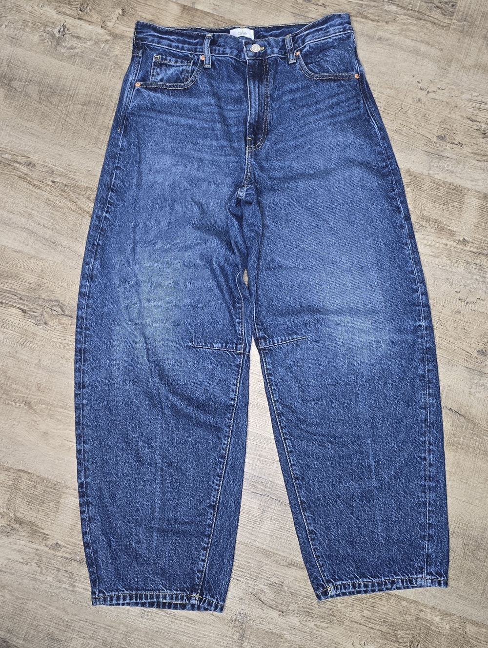 Barrel Jeans Dark Wash High Rise Slouchy Boho Wide Leg Denim Size 29X30